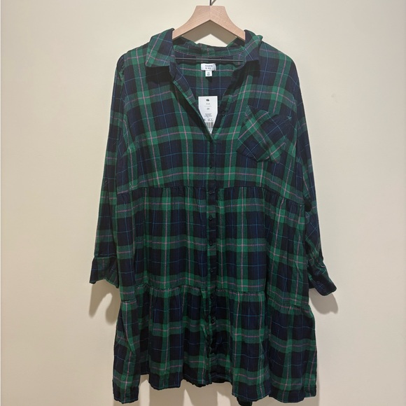 NWT Crown & Ivy Plaid Button Front Dress - Picture 3 of 7